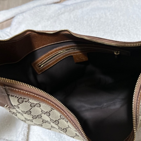 Gucci GG Bamboo Canvas Leather Hobo  Bag  PREOWNED/USED - Picture 5 of 9